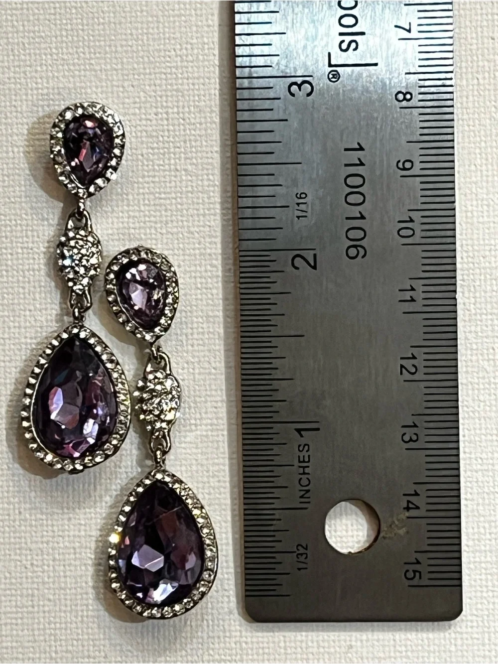Purple Teardrop Crystal Dangle Earrings - Brand
